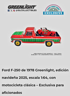 Greenlight 1.64 Ford F-250 Vintage Mot 2025 Chistmas