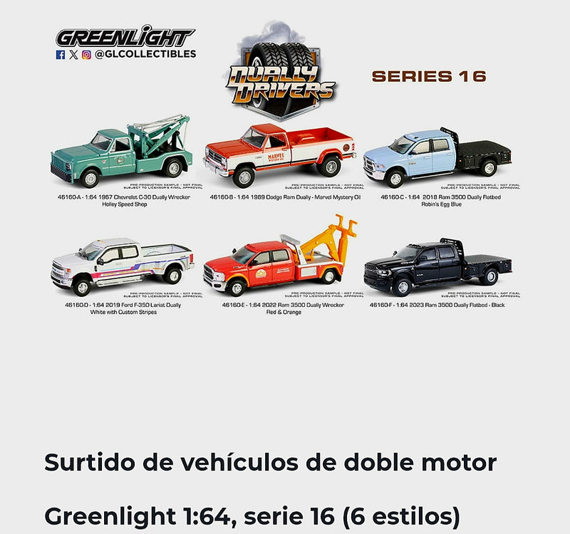 Greenlight 1.64 series 16 Dually Drivers set 6 trucks