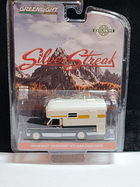 Greenlight 1.64 Chevrolet C10 Cheyenne With Silver Streak Camper