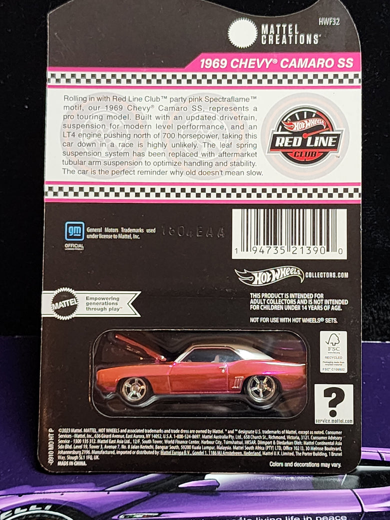 Hot wheels RLC 69 Chevy Camaro SS